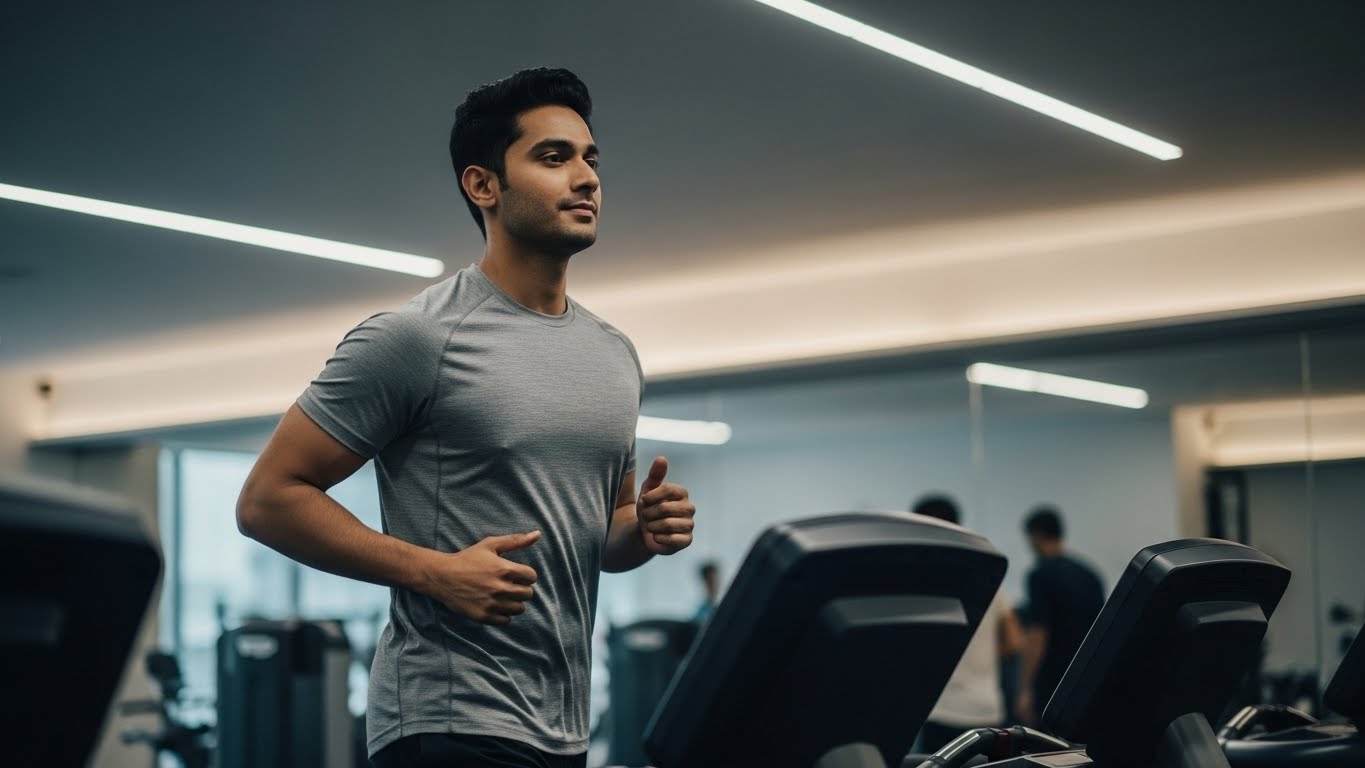 Man running for cardiovascular health.